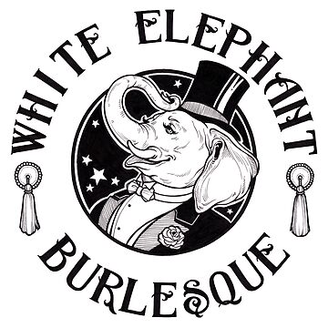 Artwork thumbnail, White Elephant Burlesque Logo (Thicker Stroke for Darker Backgrounds) by weburlesque