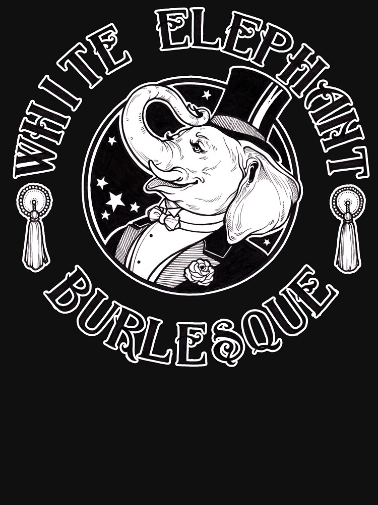 Thumbnail 7 of 7, Classic T-Shirt, White Elephant Burlesque Logo (Thicker Stroke for Darker Backgrounds) designed and sold by weburlesque.
