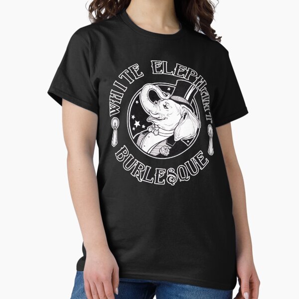 White Elephant Burlesque Logo (Thicker Stroke for Darker Backgrounds) Classic T-Shirt