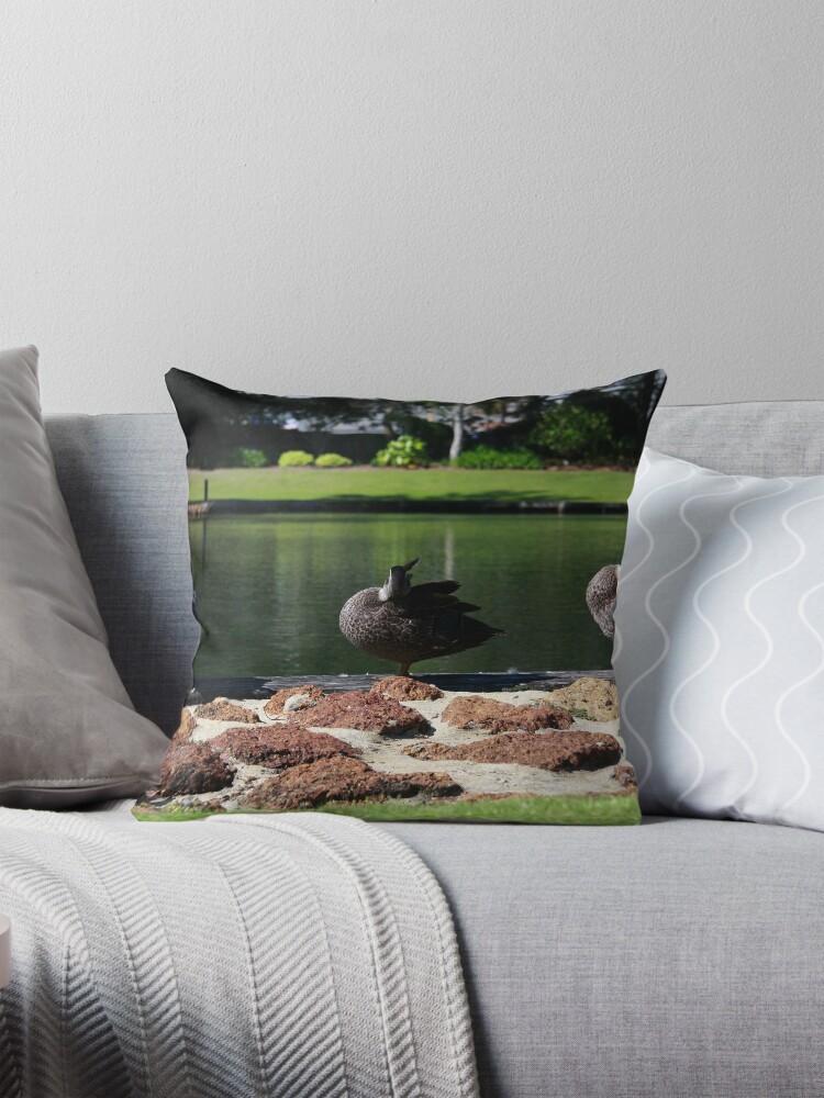 Thumbnail 1 of 4, Pillow, Ducks standing in a line designed and sold by mistered.