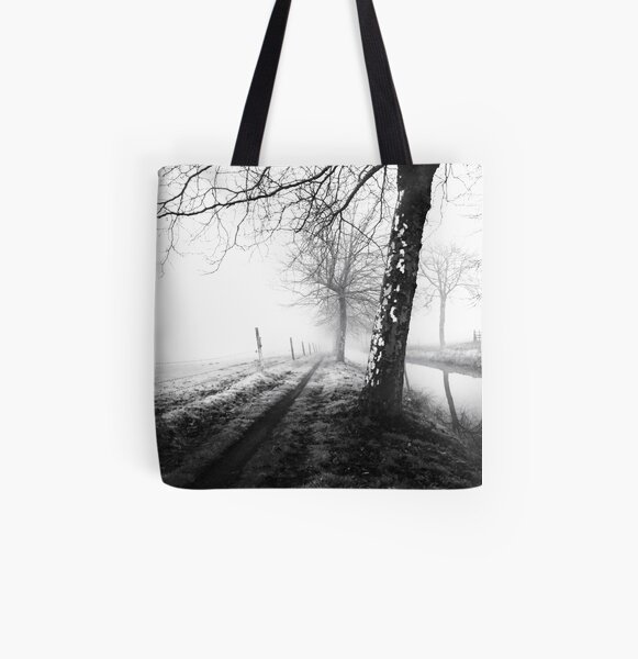 Misty trees All Over Print Tote Bag