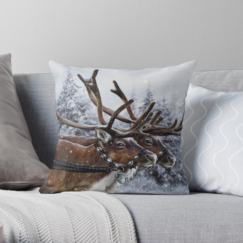 The Christmas Ride Throw Pillow