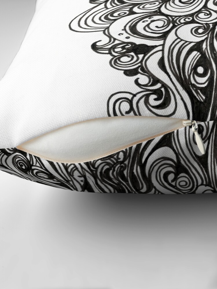 Alternate view of Springing, Ink Drawing Throw Pillow