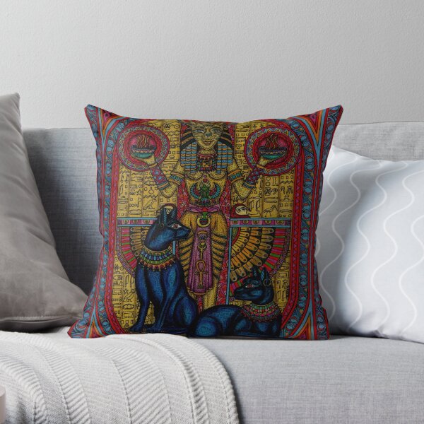bastet, bast the cat goddess Throw Pillow