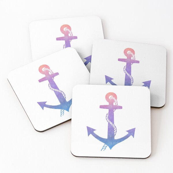 Item preview, Girly Watercolor Nautical Anchor - Blue Purple Pink designed and sold by whimseydesigns.