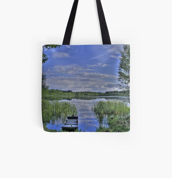 boat and lake in hdr All Over Print Tote Bag