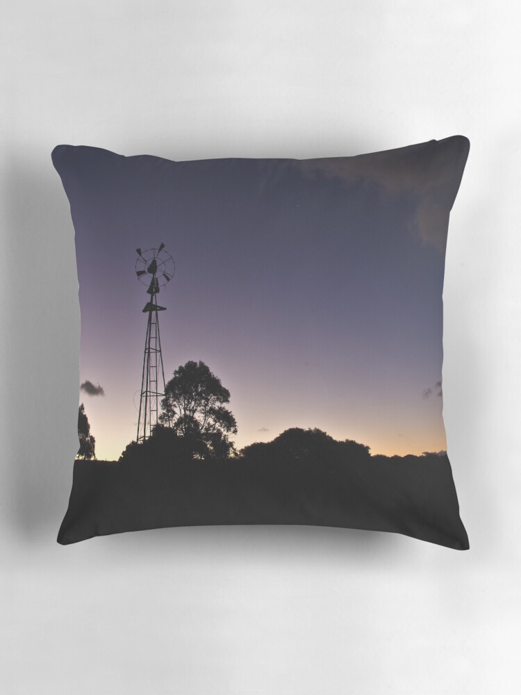 Thumbnail 3 of 4, Pillow, Broken windmill - after sunset designed and sold by mistered.
