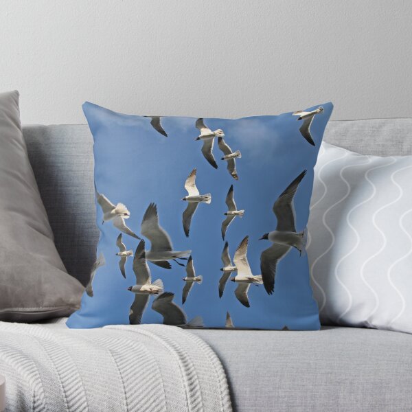 Flock of Gulls Throw Pillow