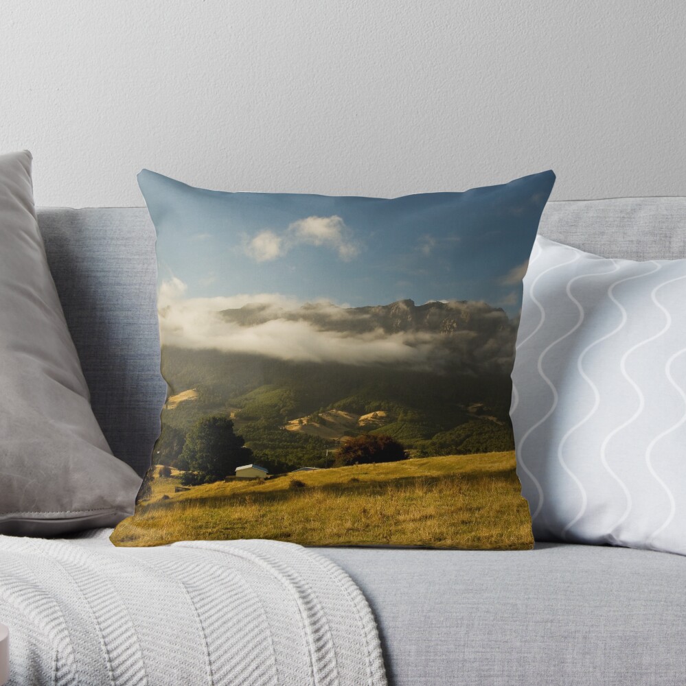 Mountain in the Mist Throw Pillow