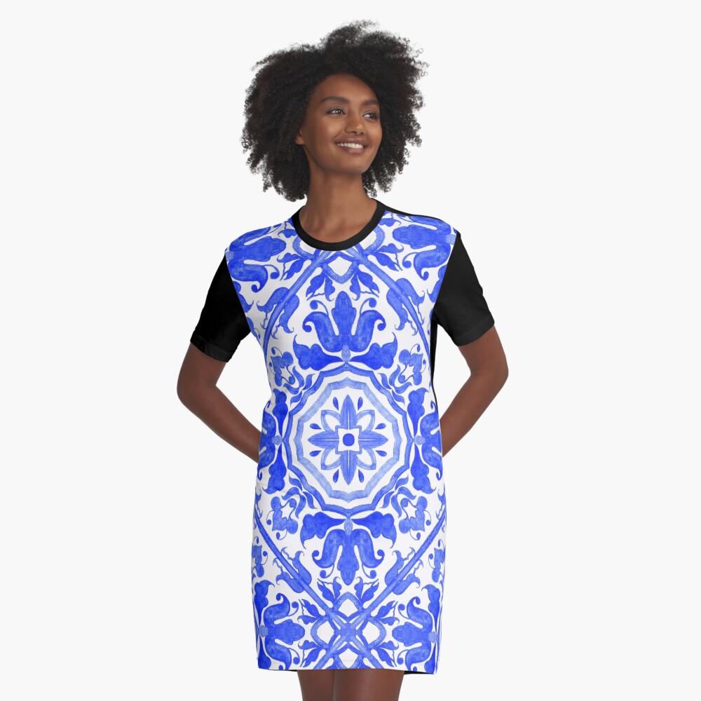 Portuguese azulejo tiles. Graphic T-Shirt Dress
