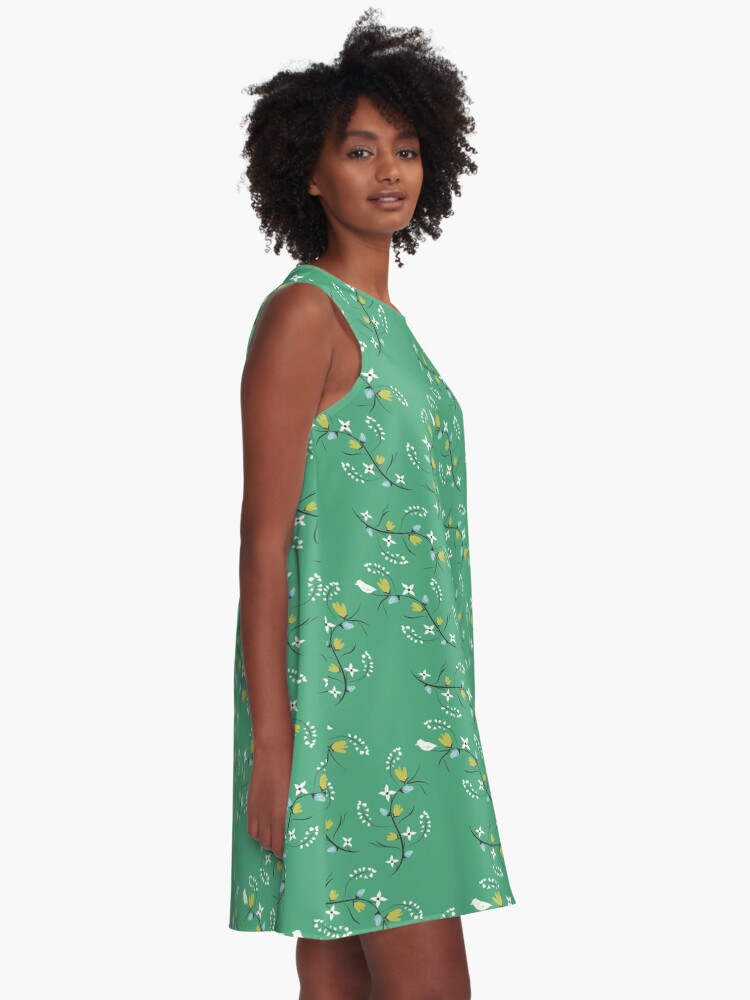 Alternate view of Spring Green Floral A-Line Dress
