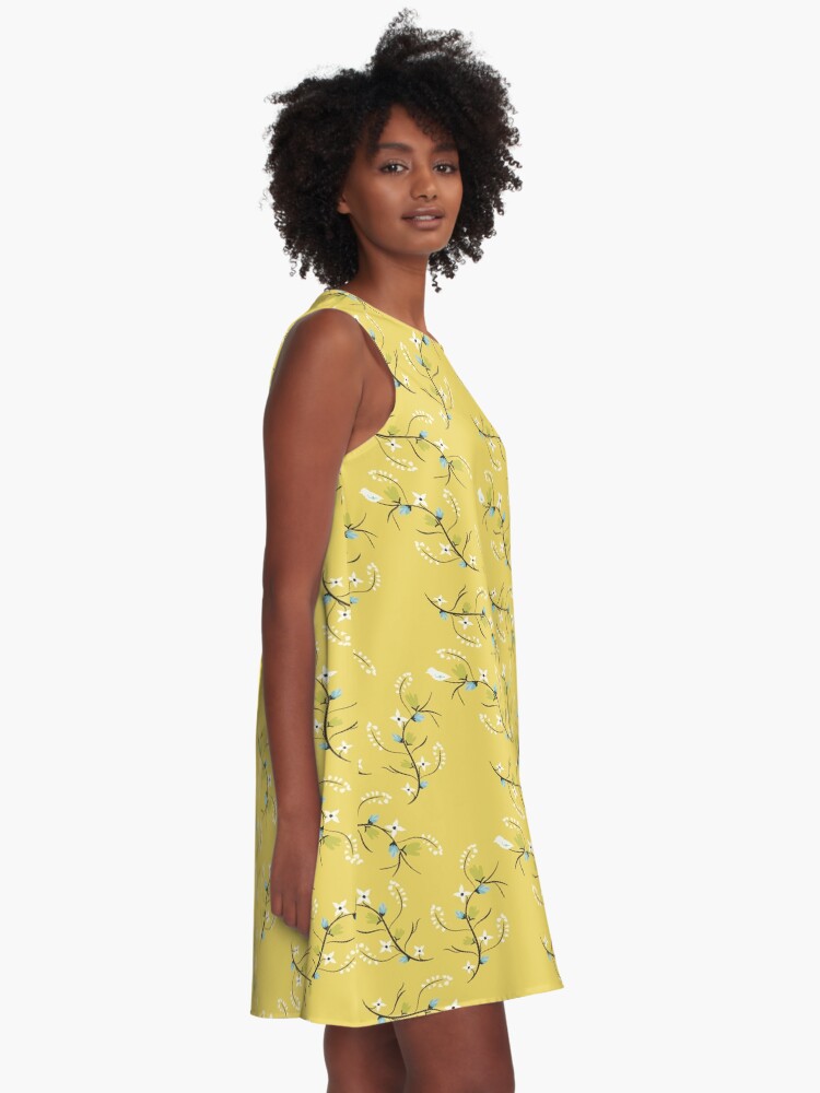 Thumbnail 2 of 4, A-Line Dress, Spring Yellow Floral designed and sold by Cindys Creative Contour.