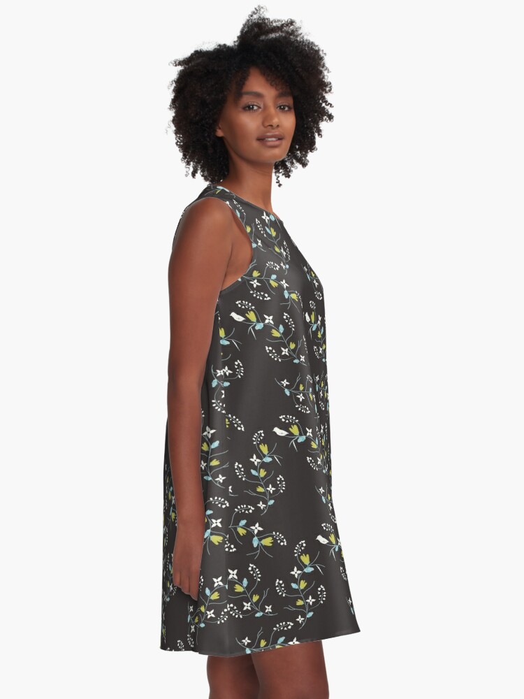 Alternate view of Spring charcoal grey Floral A-Line Dress