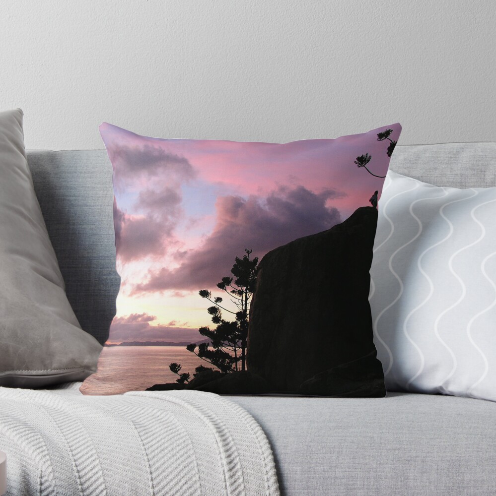 Boy on a Rock Throw Pillow