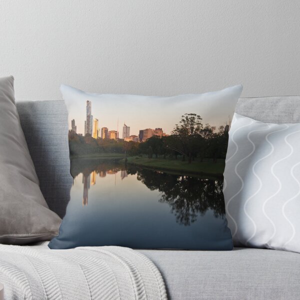 Melbourne skyline at dawn Throw Pillow