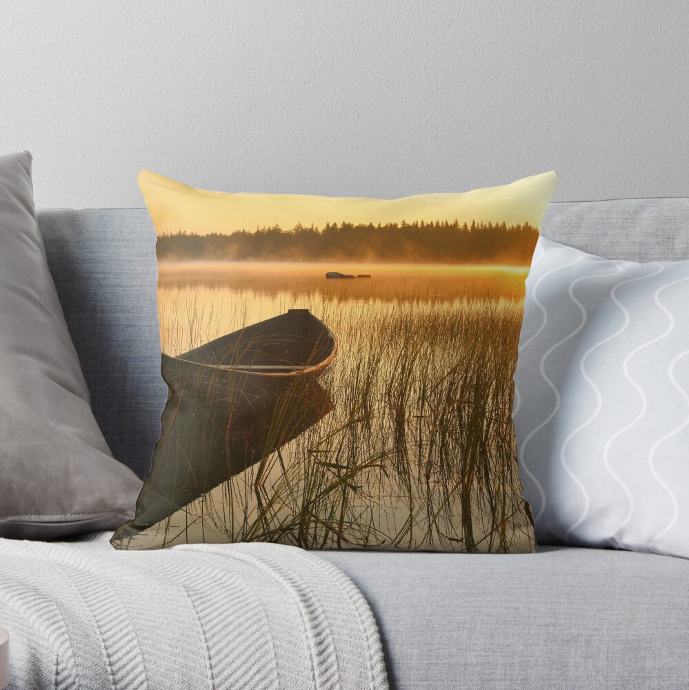 Wooden boat Throw Pillow