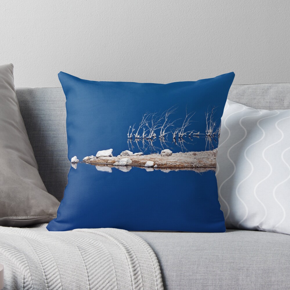 Salt Twigs Floating in an Island of Blue Throw Pillow