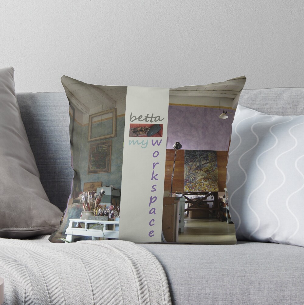 my workspace Throw Pillow