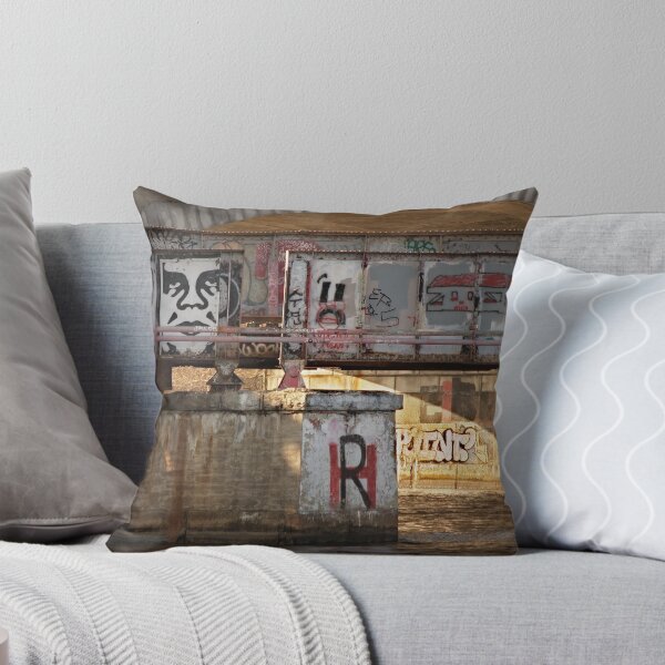 Graffiti Under the BU Bridge Throw Pillow