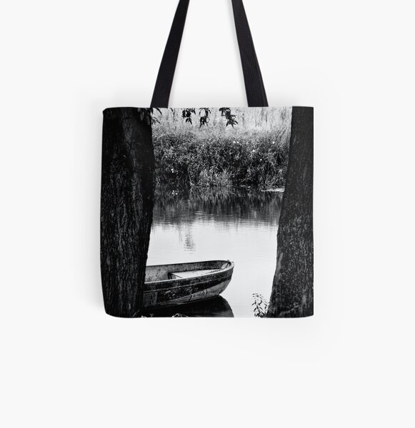 boat bw All Over Print Tote Bag