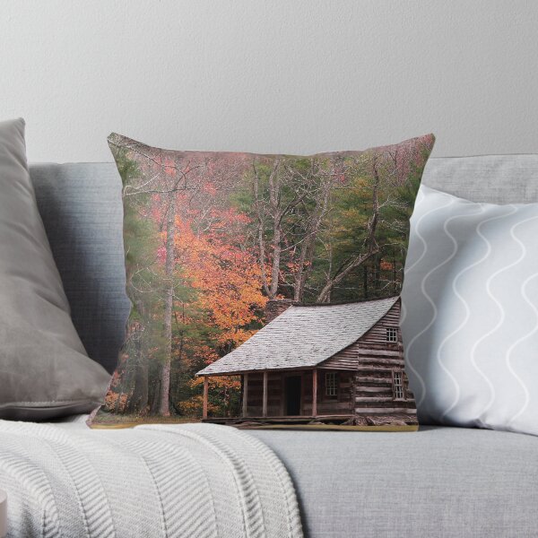Cades Cove Cabin Throw Pillow