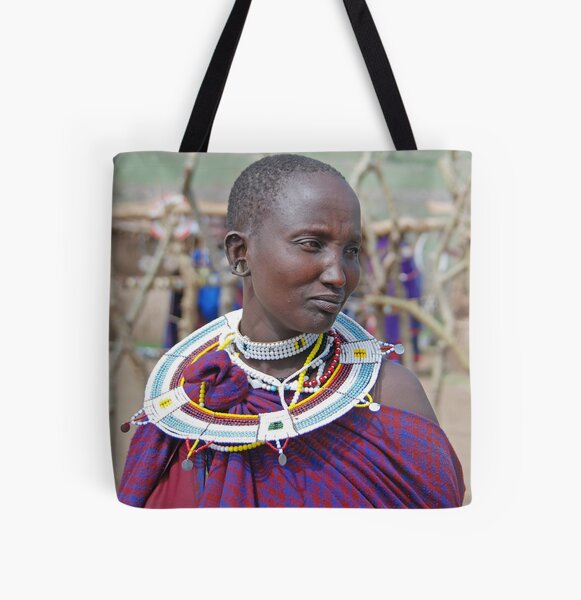 Maasai Mara Women's Tribal Jewelry Print Tote Bag