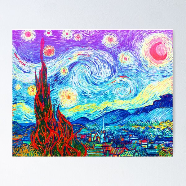Item preview, Psychedelic Colorful Starry Night Abstract Van Gogh designed and sold by CoitoCG.