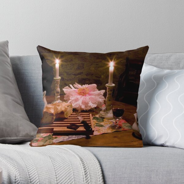 Bread, Wine, and Peony Throw Pillow