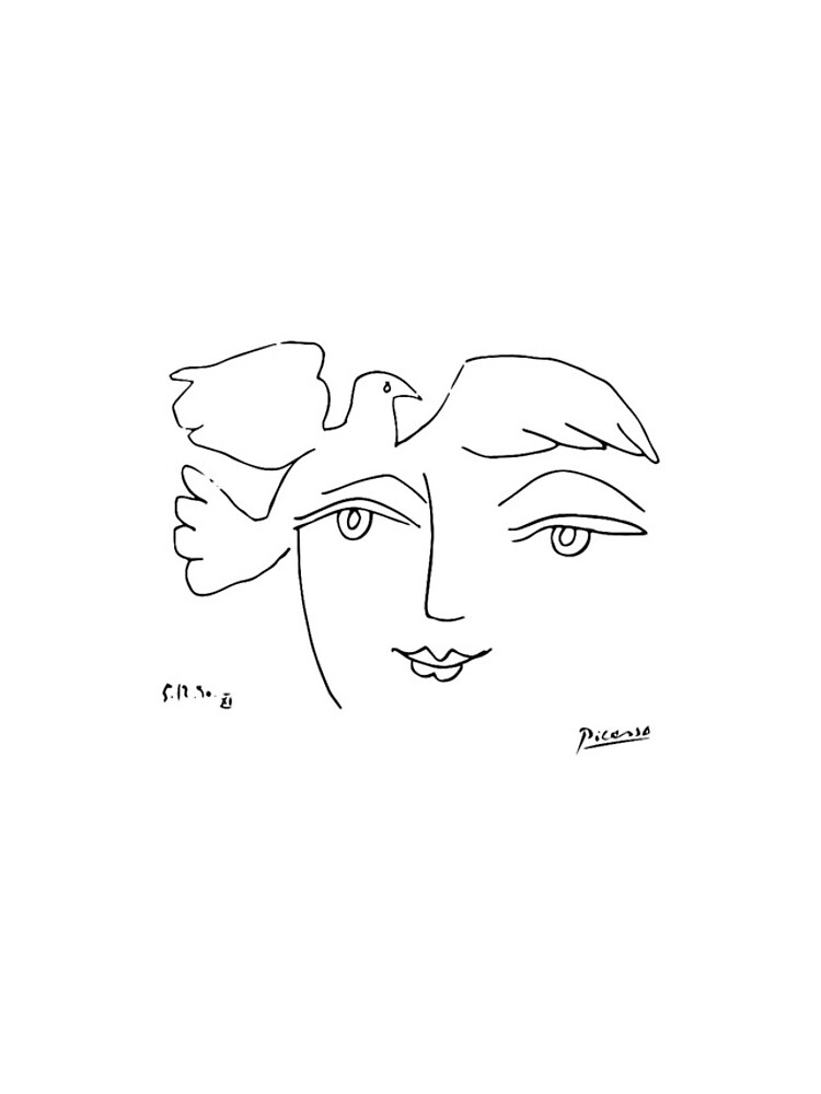 Pablo Picasso Rare Le Visage De La Paix (The Face Of Peace)1950 Line Drawing Artwork For Prints Posters Tshirts Bags Women Men Kids by clothorama