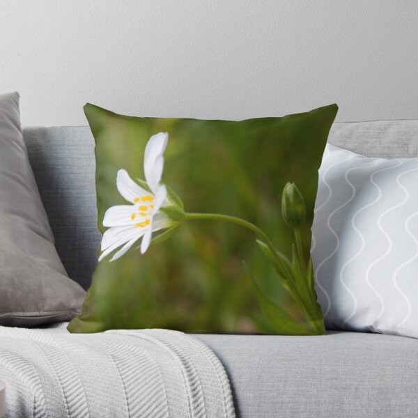 Greater Stitchwort (Stellaria palustris) Throw Pillow