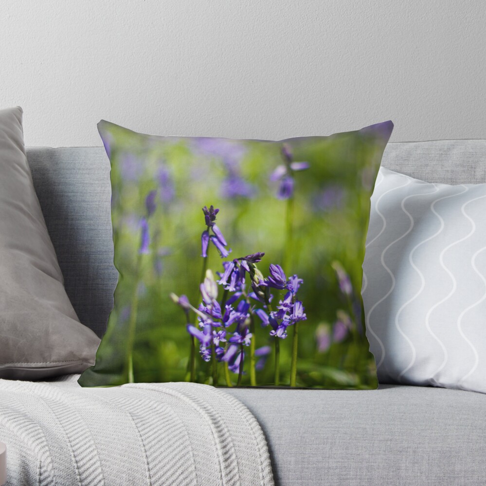 Bluebells (Hyacinthoides non-scripta) Throw Pillow