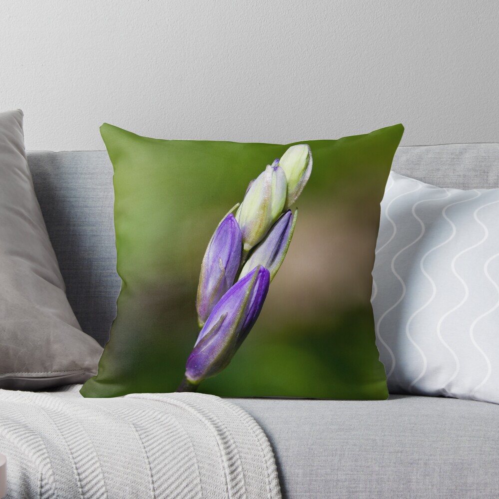 Bluebell Bud (Hyacinthoides non-scripta) Throw Pillow