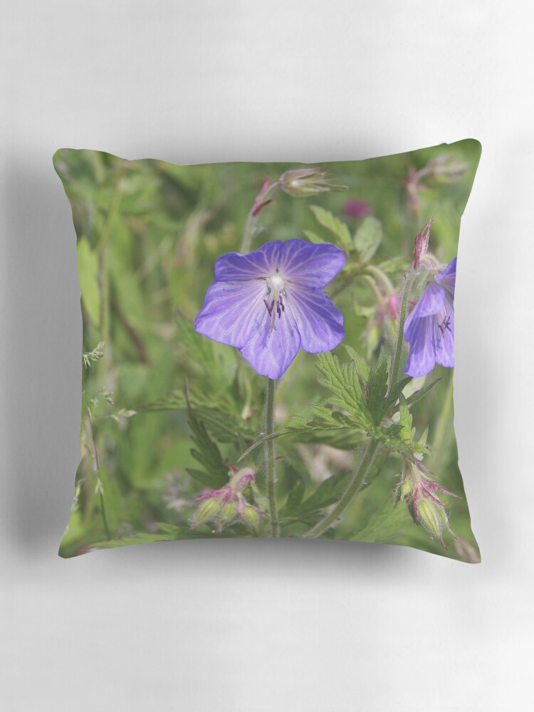 Thumbnail 3 of 4, Pillow, Soft blue Crane´s bill designed and sold by steppeland.
