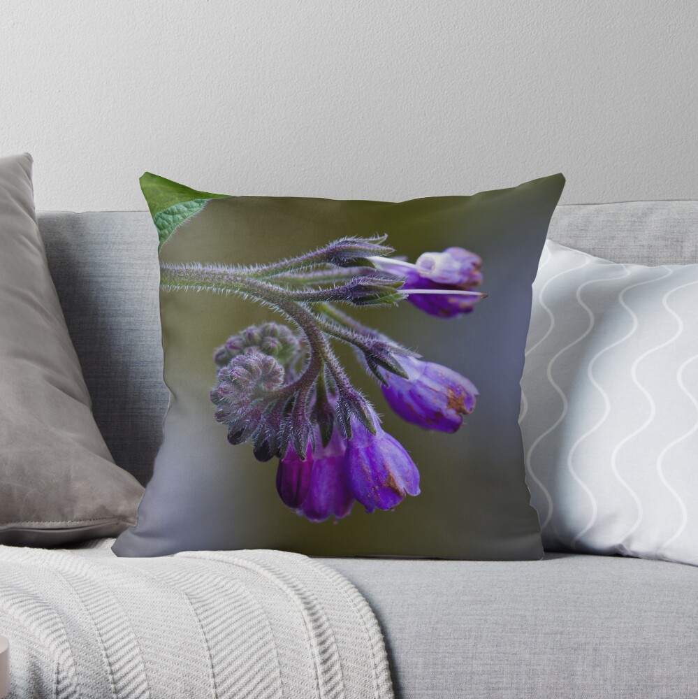 Common Comfrey (Symphytum officinale) Throw Pillow