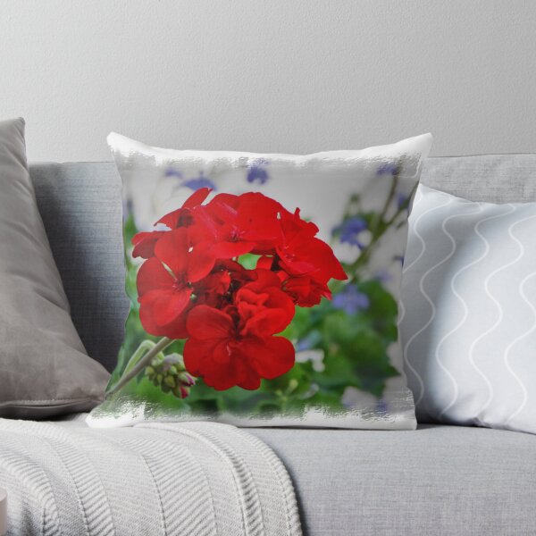 Red Geranium Throw Pillow