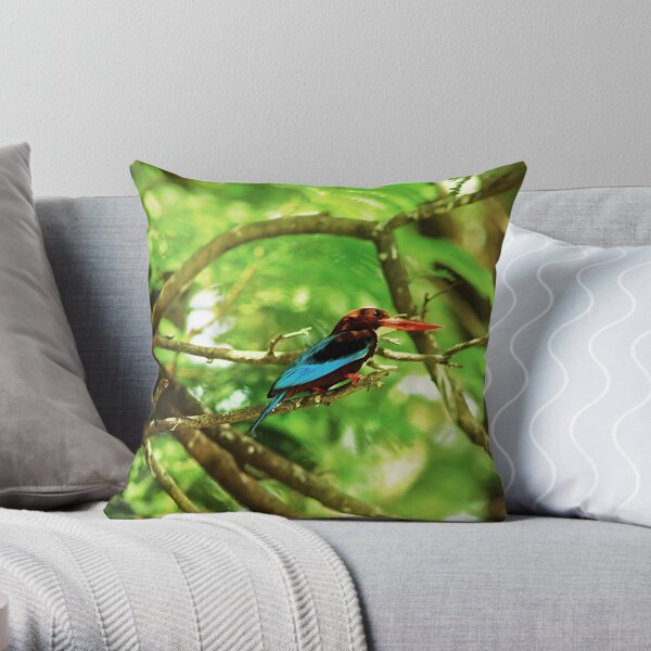 White throated Kingfisher #1 Throw Pillow
