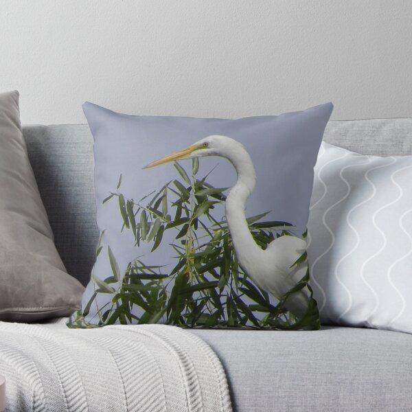 Great White Heron Throw Pillow
