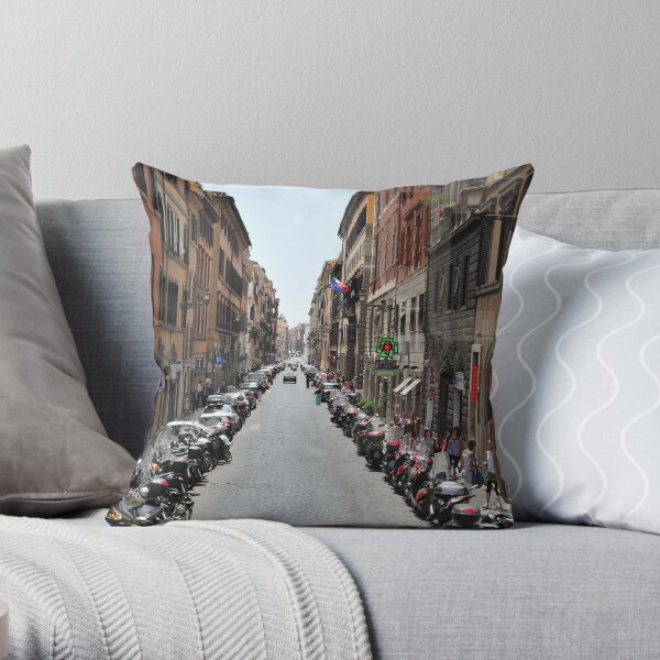 Street scene in Rome Throw Pillow