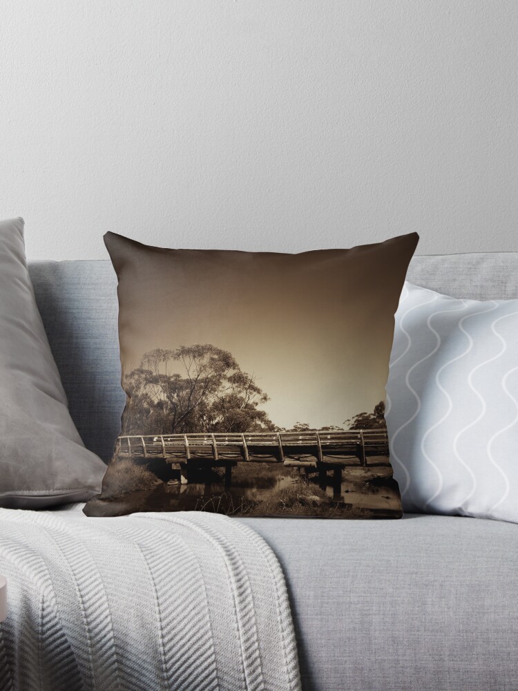 Thumbnail 1 of 3, Throw Pillow, Old wooden bridge designed and sold by Andreas Koepke.