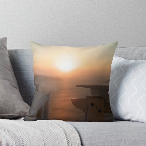 Santorini Dreamscape Throw Pillow