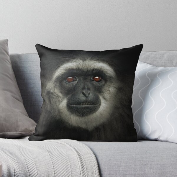 Silvery Gibbon Throw Pillow