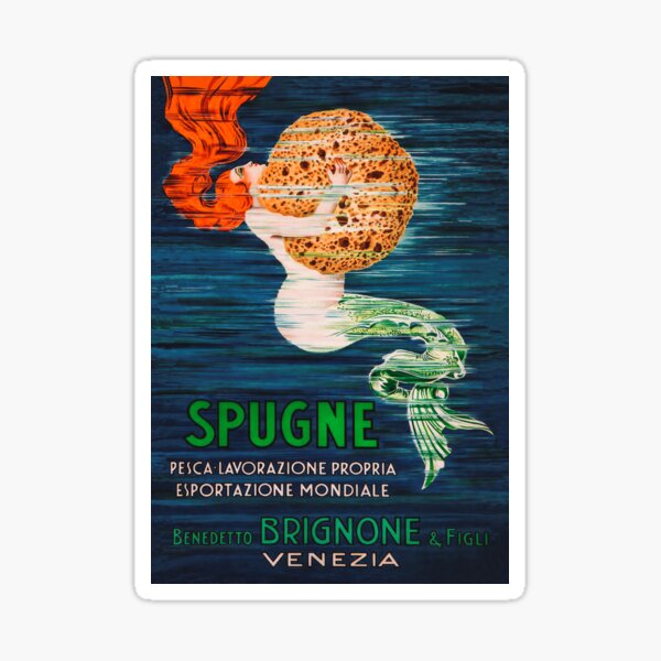 Item preview, Mermaid Holding a Sponge Italian Advertisement Vintage Poster designed and sold by vintagevivian.