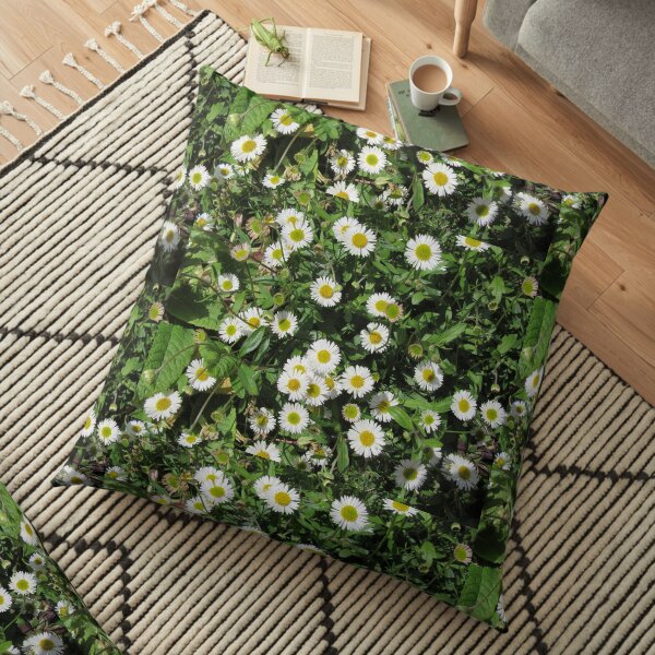 Wall Daisies In My Garden (Erigeron) Floor Pillow