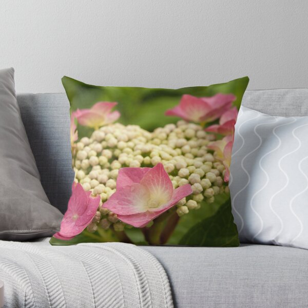 Circle of soft pink flowers Throw Pillow