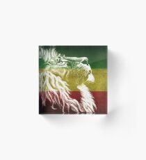 König Of Judah Rasta Rastafari Rotes Goldgrünes Löwe-T-Shirt Acrylblock
