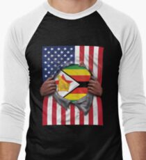 Zimbabwe Flag American Flag Ripped - Gift For Zimbabwean From Zimbabwe Baseballshirt für Männer