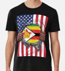 Zimbabwe Flag American Flag Ripped - Gift For Zimbabwean From Zimbabwe Männer Premium T-Shirts
