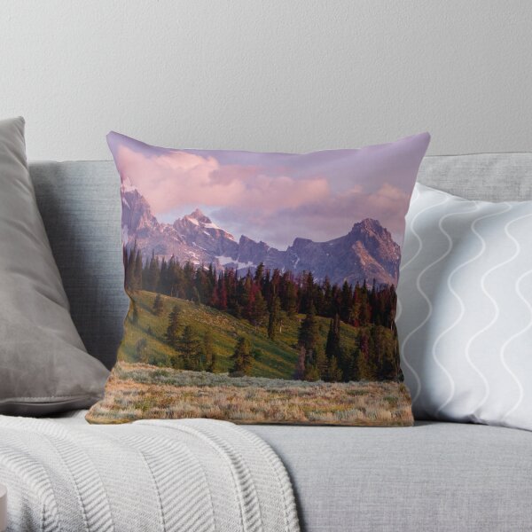 The Grand, Teewinot, and Mt. Owen... the Tetons Throw Pillow