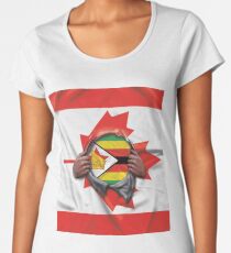 Zimbabwe Flag Canadian Flag Ripped - Gift For Zimbabwean From Zimbabwe Frauen Premium T-Shirts