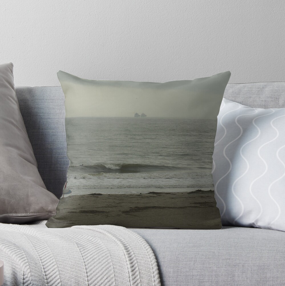 Ships and Surfing Throw Pillow